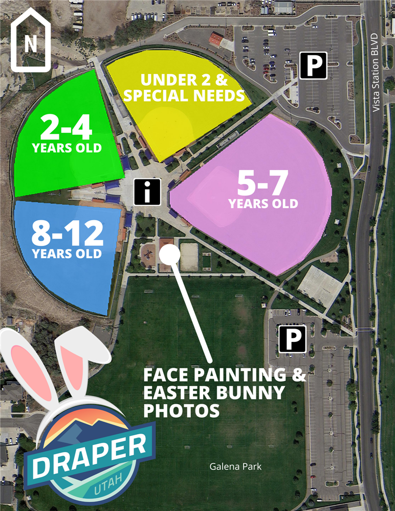 Map of Galena Park showing egg hunt event activity areas